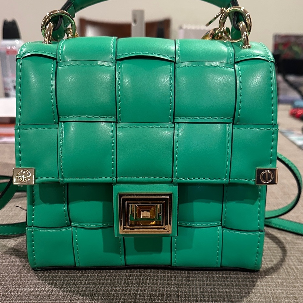 Green Woven Leather Handbag